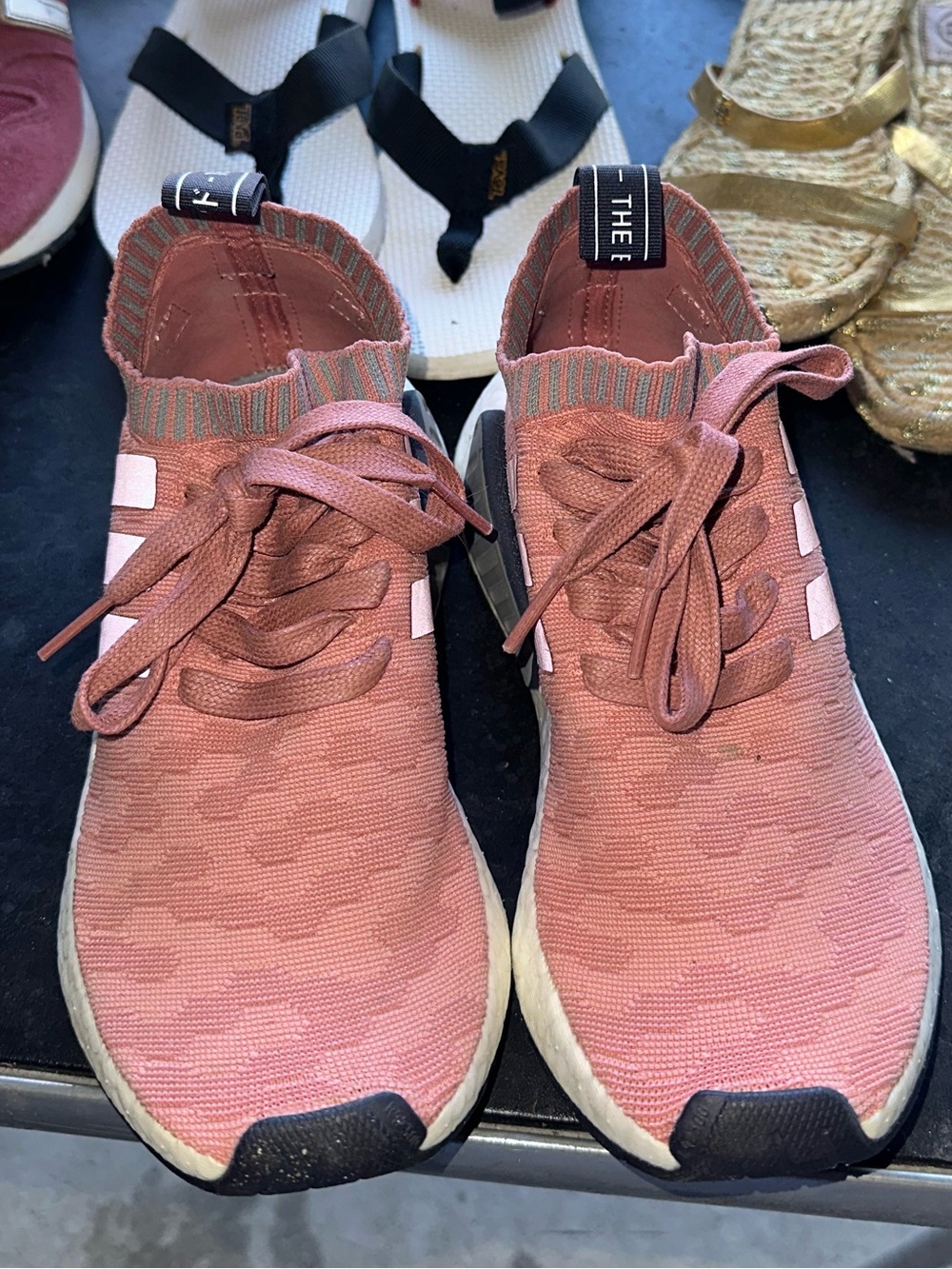 adidas Women’s Rose Pink Knit Lace-Up Sneakers